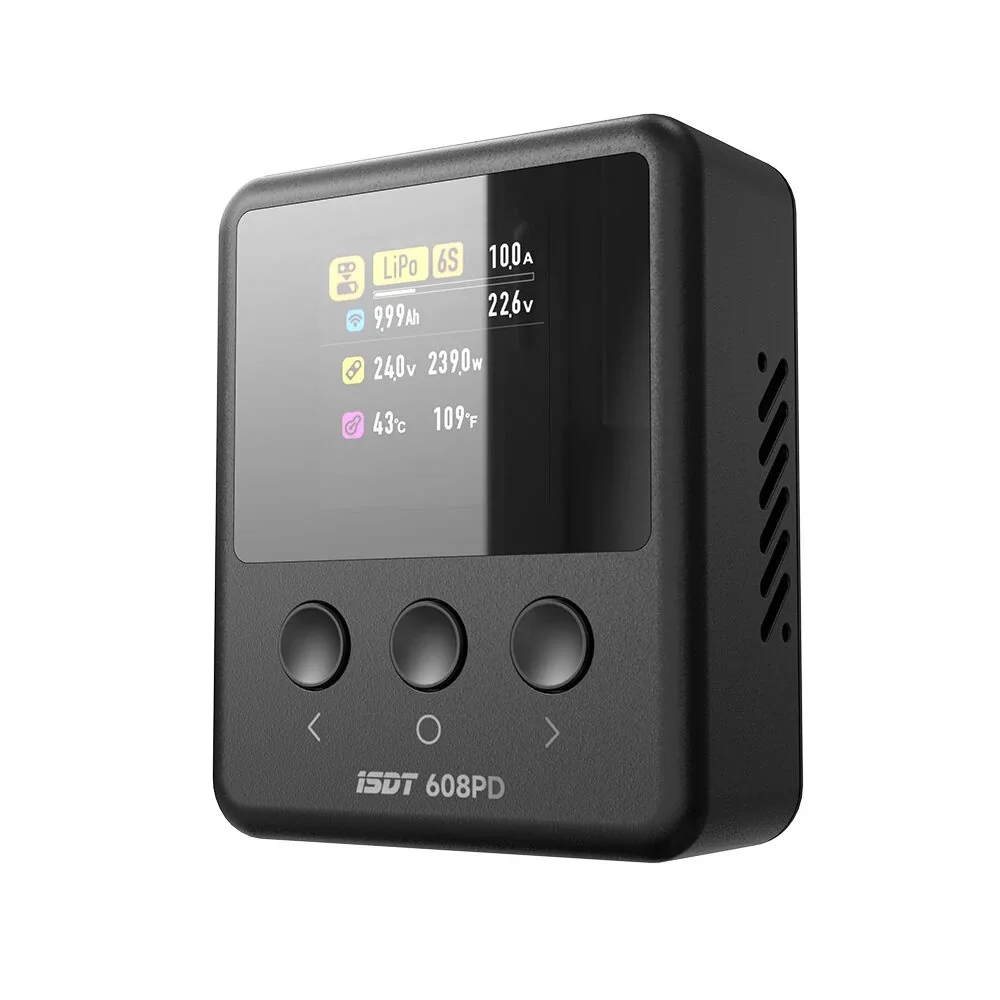 ISDT 608PD DC 240W/10A USB C 140W/5A Smart Digital Charger for LiFe/Lilon/LiPo/LiHV/NiMH/Pb Battery RC