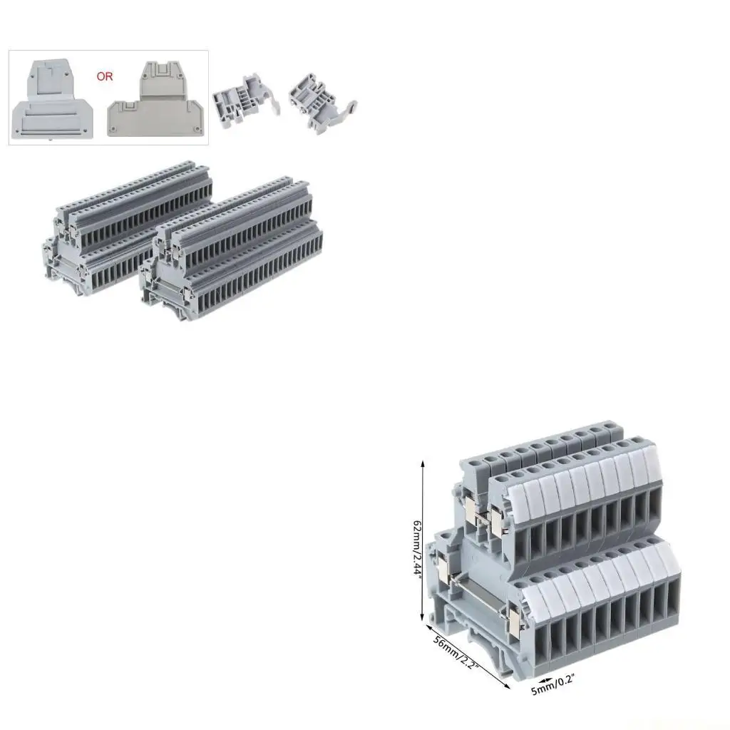 

E56B 50 шт. UKK3 DIN-рейка двухуровневая двухрядная клеммная колодка 500 В 25 А 28-12AWG серая