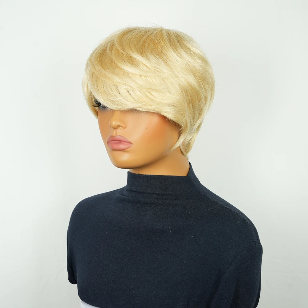 613 شعر مستعار أشقر عابث قطع شعر مستعار البرازيلي شعر مستقيم شعر مستعار قصير الطبقات عابث الباروكات شعر الإنسان كامل آلة صنع شعر مستعار