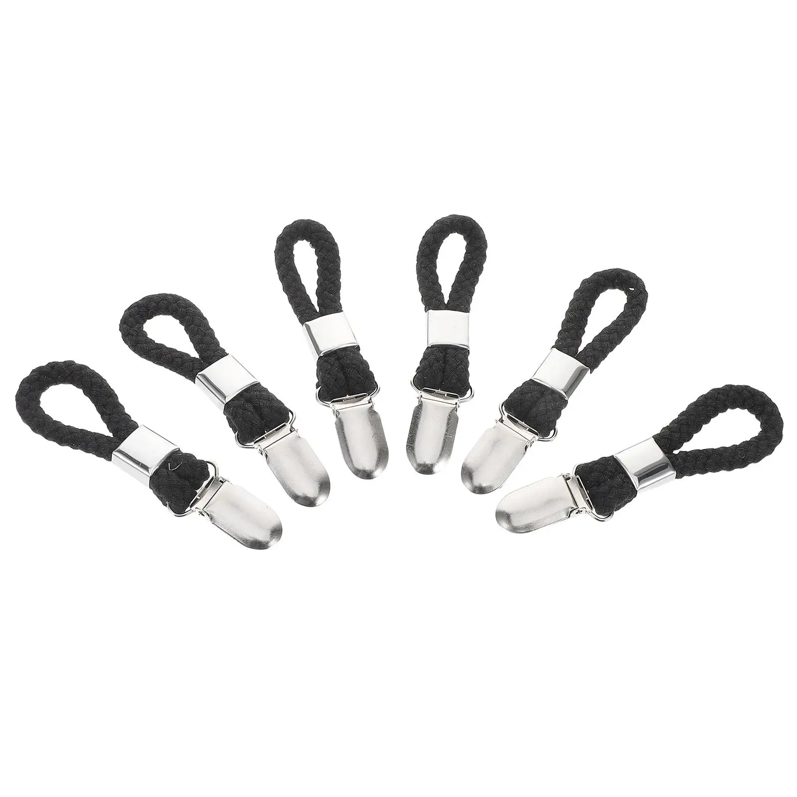 

6pcs Towel Clips Cotton Rope Metal Hooks for Home Kitchen Bath Hand Tea Towels Holder Storage Organization Multipurpose