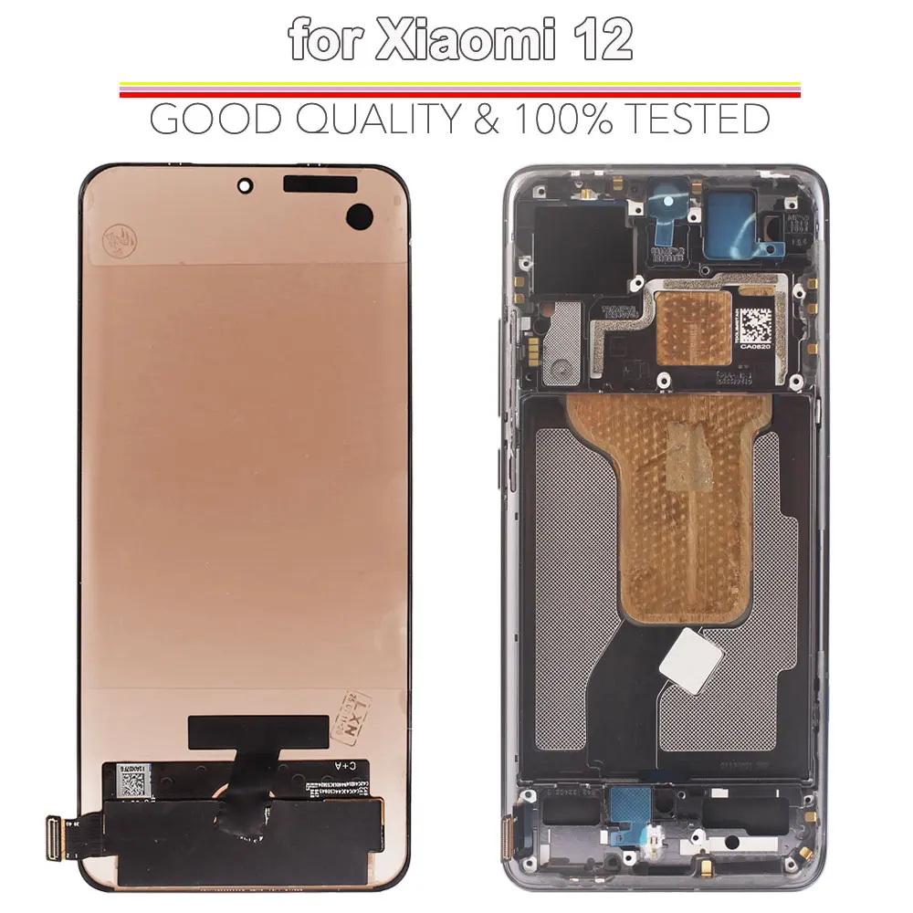 Tested AMOLED LCD for Xiaomi 12 2201123G LCD Display Touch Screen Digitizer Replacement Assembly for Xiaomi 12 LCD with Frame image 2