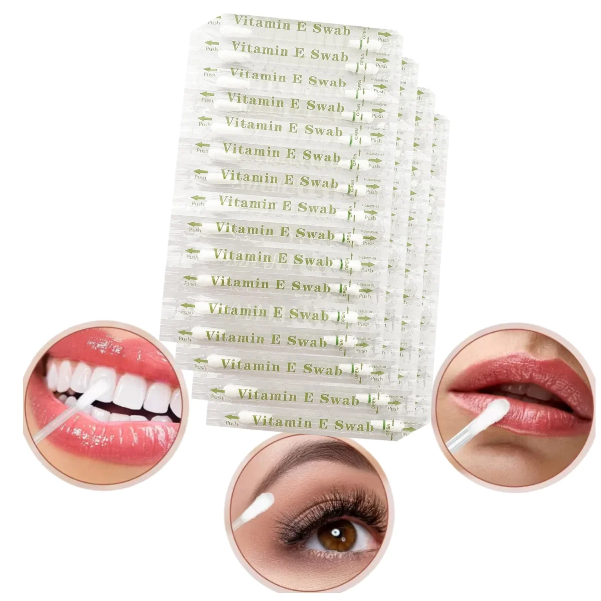 

100Pcs VE Cotton Swabs Teeth Whitening Swabs Disposable VE Stick Applicators Anti Dry Moisture Cotton Swabs Lip Nail Use