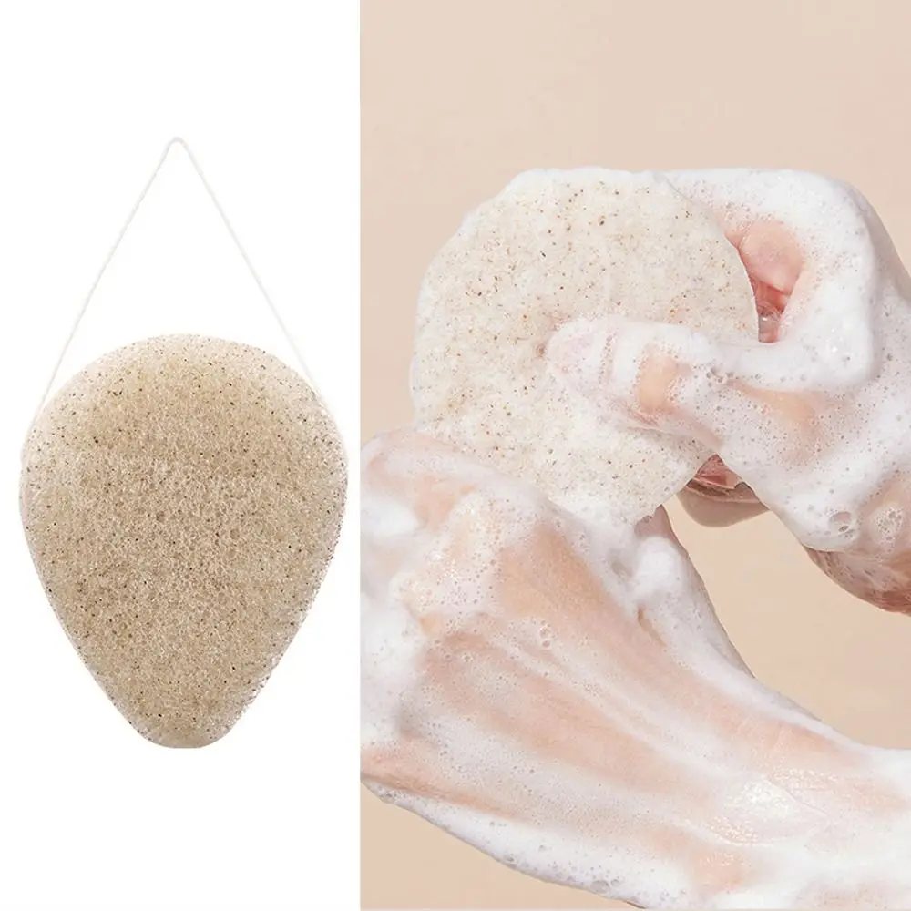 Esponja de baño de semillas de nogal con forma de gota de agua, almohadillas de limpieza profunda para la cara de belleza para mujer, esponja exfoliante reutilizable de doble cara, cosmética