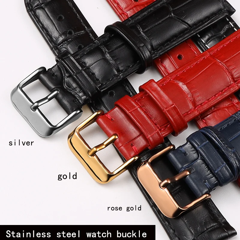 

Calfskin Leather Watch Strap 18mm 20mm 22mm 24mm Watchband For Women Men Watch Accessories Solid Buckle Black Brown