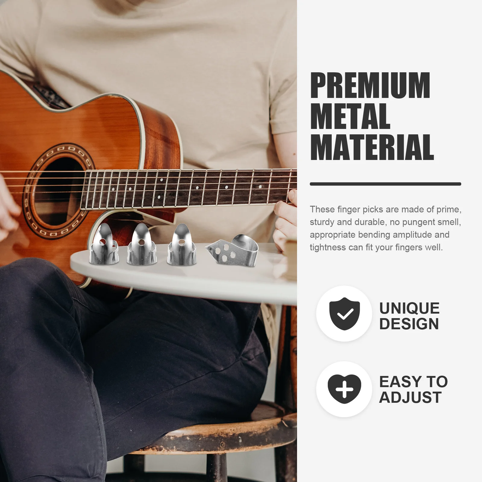 2Sets Premium Metal Guitar Finger Picks Set Odorless Safe Durable for Guitars Banjos Ukulele Thumb Protector Finger Picks