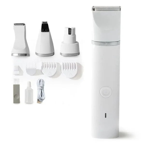 4 in 1 Pet Hair Clipper Waterproof Rechargeable Dog Nail Grinder Hair Trimmer Low Noise Grooming Kit for Pets Shaver