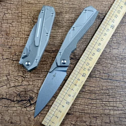 TWO SUN TS452 Pocket Folding Knives 14C28N Blade Stonewash Fast Open Outdoor Gear Hunting Knife Titanium Ceramic Ball Bearing