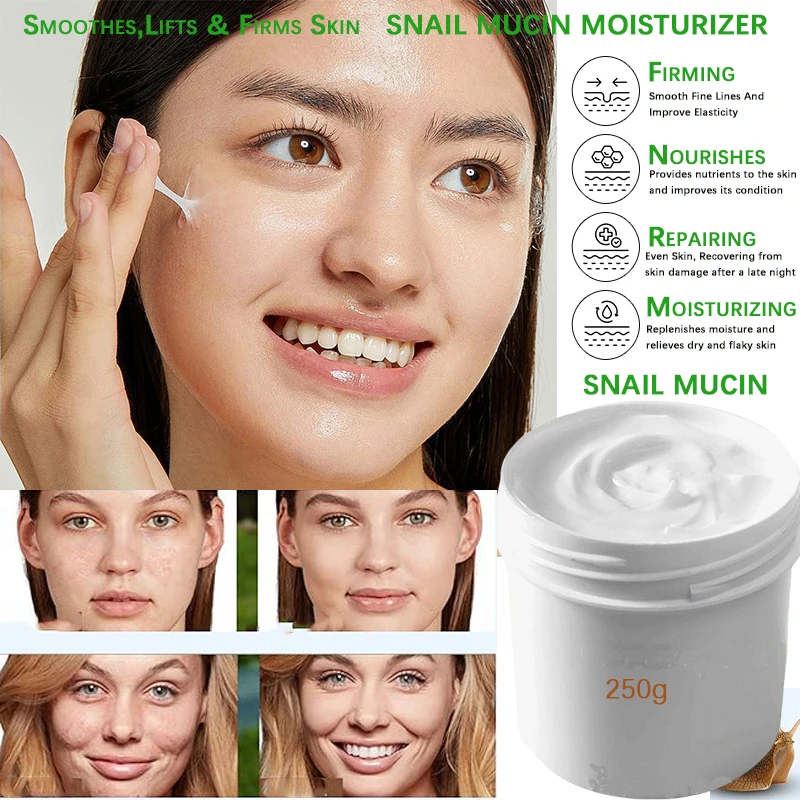 

Multi-Action Snail Mucin Repair Daily Moisturizer 250g Strengthens Hydrating Soothing Face Cream Reduces Blemishes Dull Dry Skin