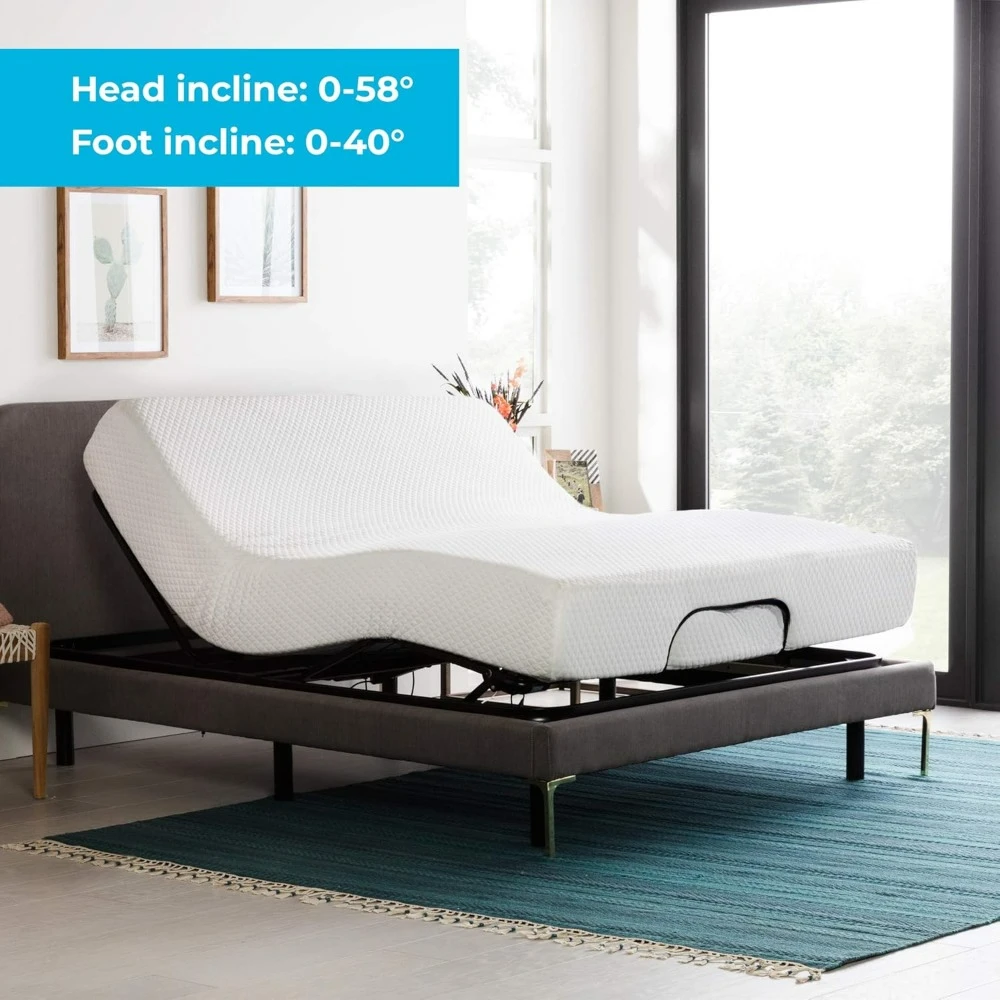 

Adjustable Bed Frame Independent Head and Foot Incline - Powerful Quiet Motor ErgonomicElectric Bed Base - Full Size