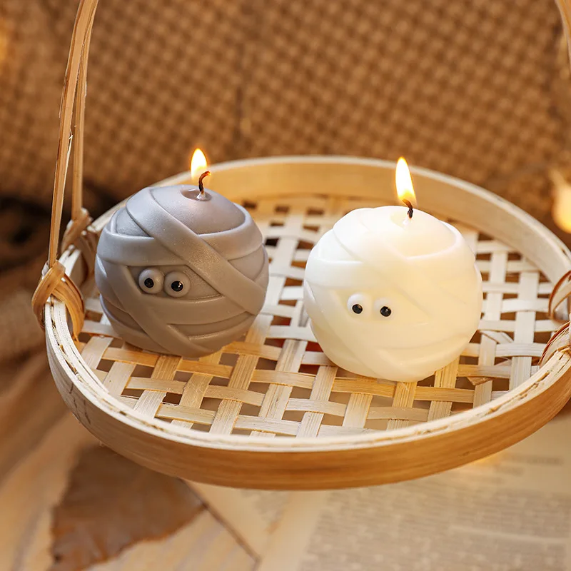 1pc Mummy Scented Candle Creative Bandage Shaped Candle Gift For Halloween Party Table Decorations Ornaments