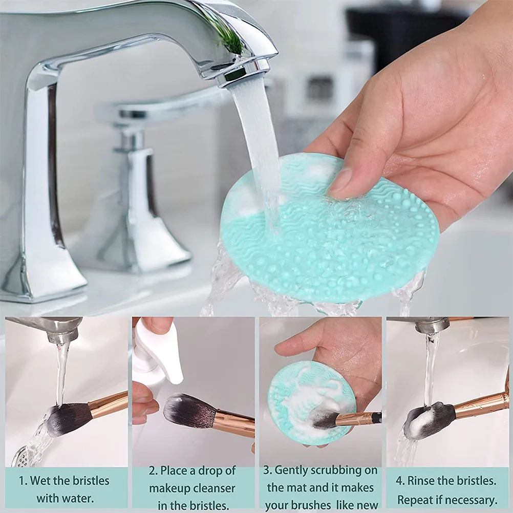 

2pcs Makeup Brush Cleaning Pad Silica Gel Brushes Cleansing Mat Durable Lightweight Home Beauty Salon Hair Care Styling