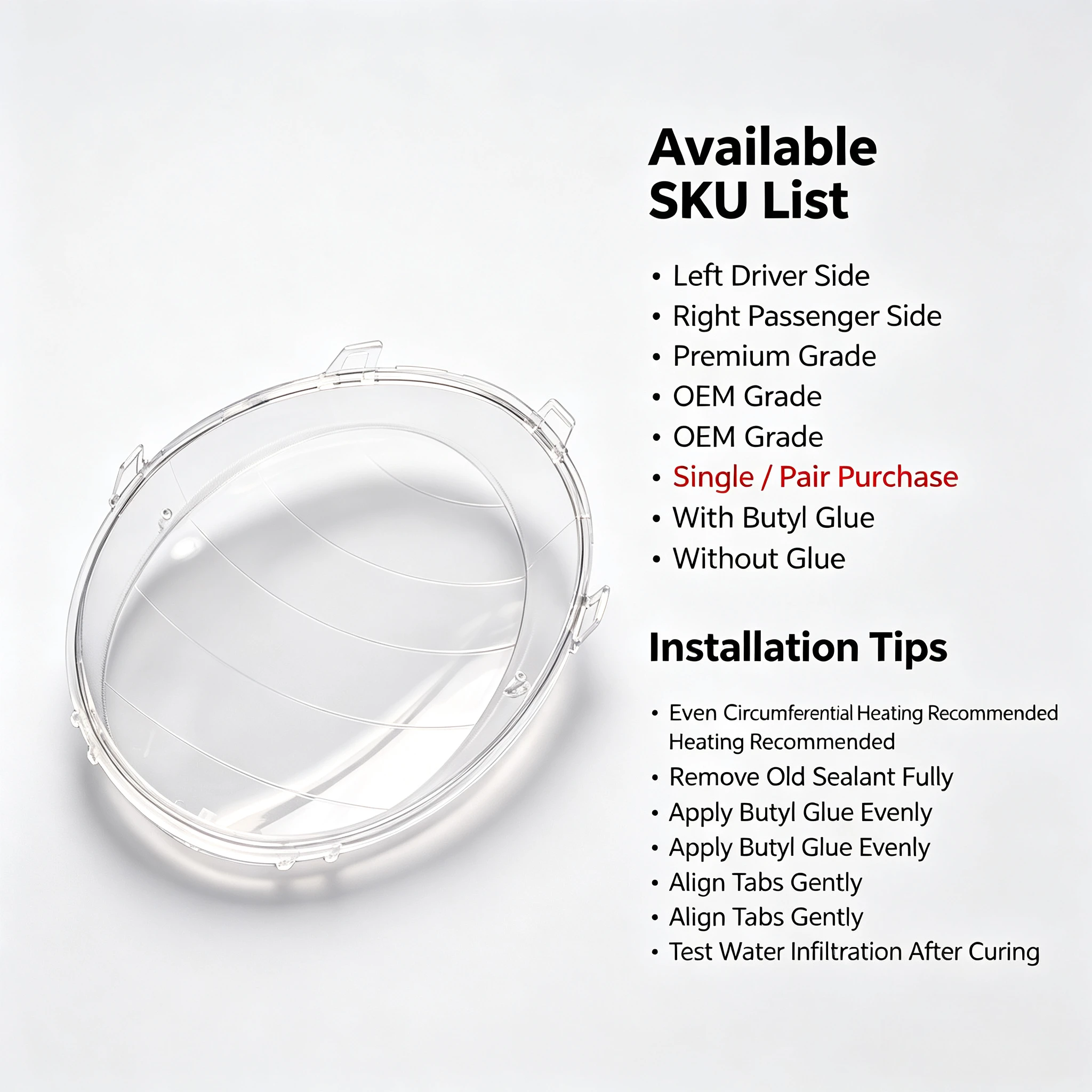 Moggic Headlight Lens Cover Compatible With Chevrolet Spark 2013 2014 2015 2016 Base LS LT Hatchback Left Right Side