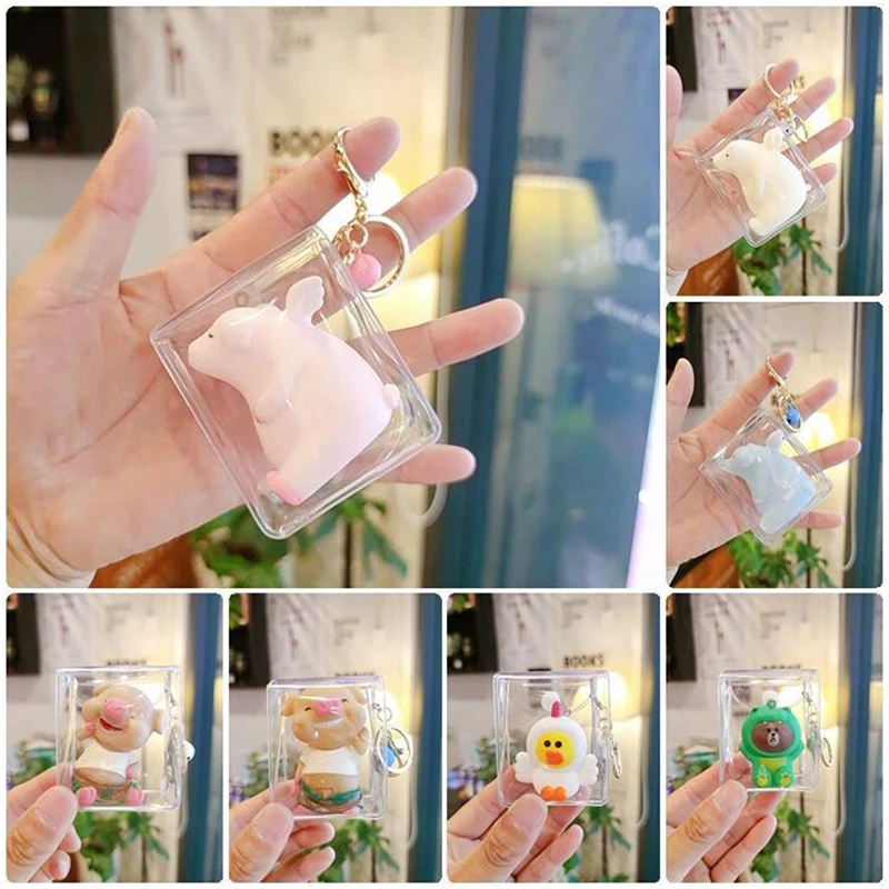 Mini Anime Doll Display Bag Transparent Coin Purse Pendant Square Pouch Organizer Wallet Key Lipstick Earphone Storage Bag