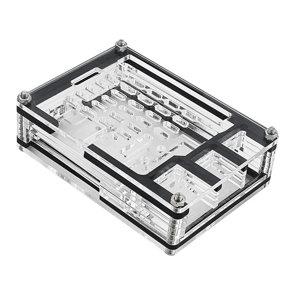 Casing Akrilik Transparan Mendukung Pendingin Aktif Resmi 9 Lapisan Kotak Pelindung untuk Raspberry Pi 5 4GB/8GB