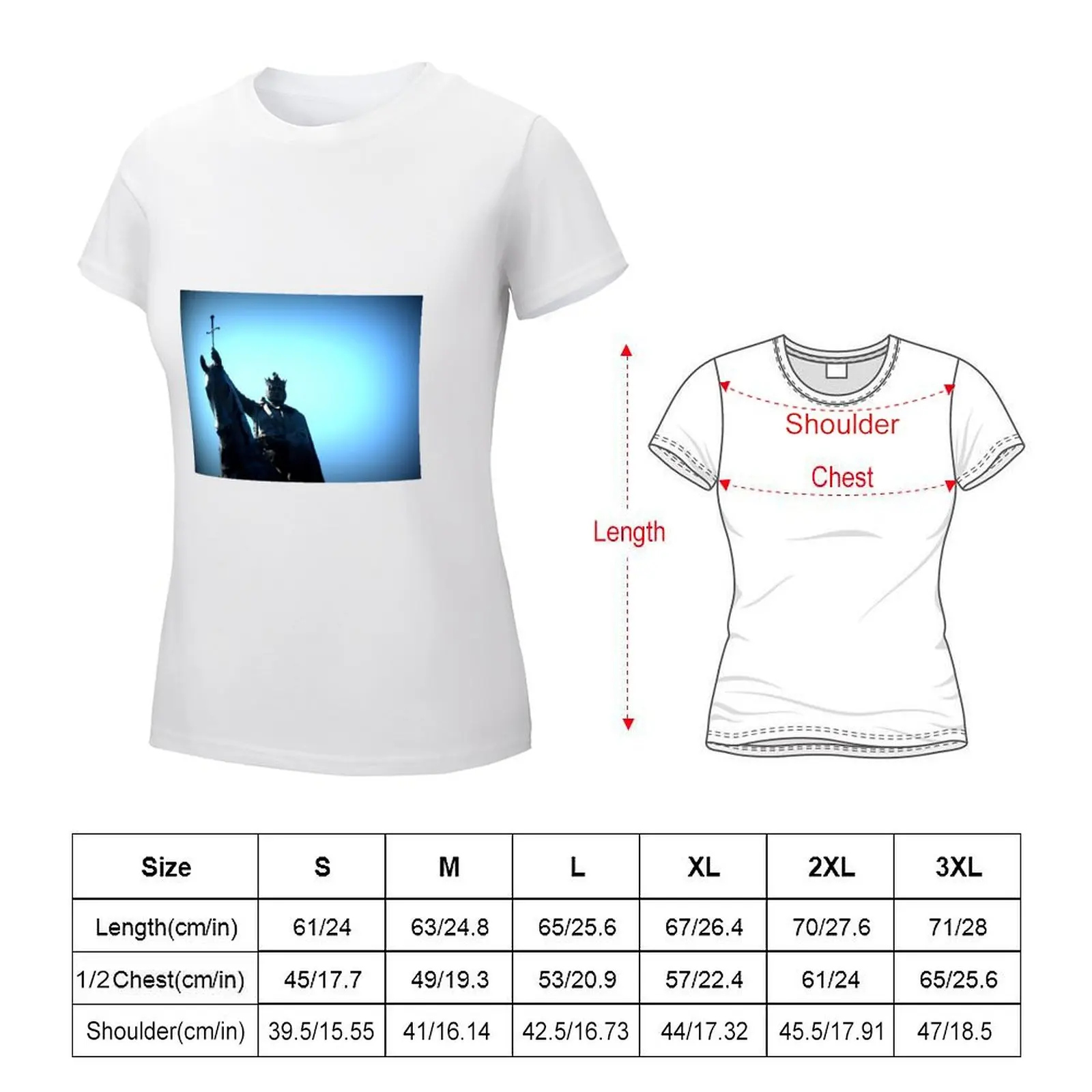 King Louis IX Statue with Sword T-shirt korean fashion summer clothes funny t-shirts for Women graphic tees