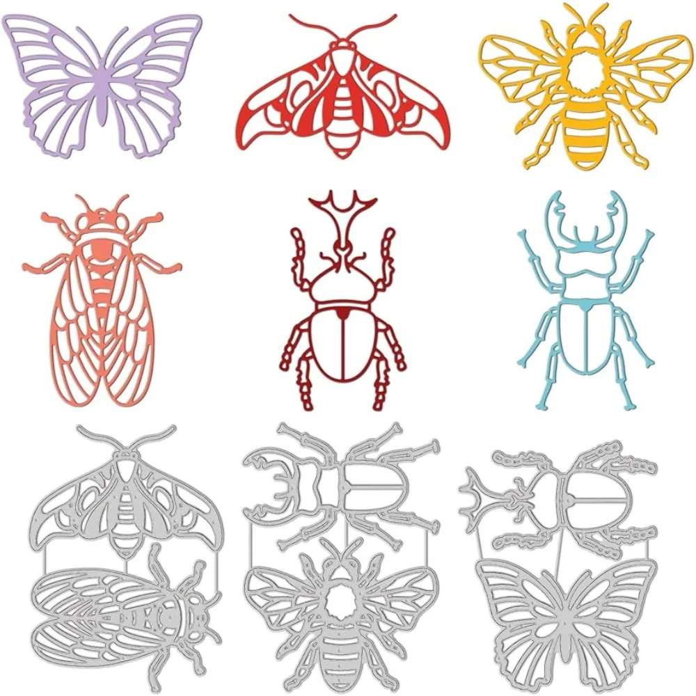 6Pcs Insects Cutting Dies Metal Butterflies Moths Bees Die Cuts Embossing Stencils Template for Paper Card Making Decoration