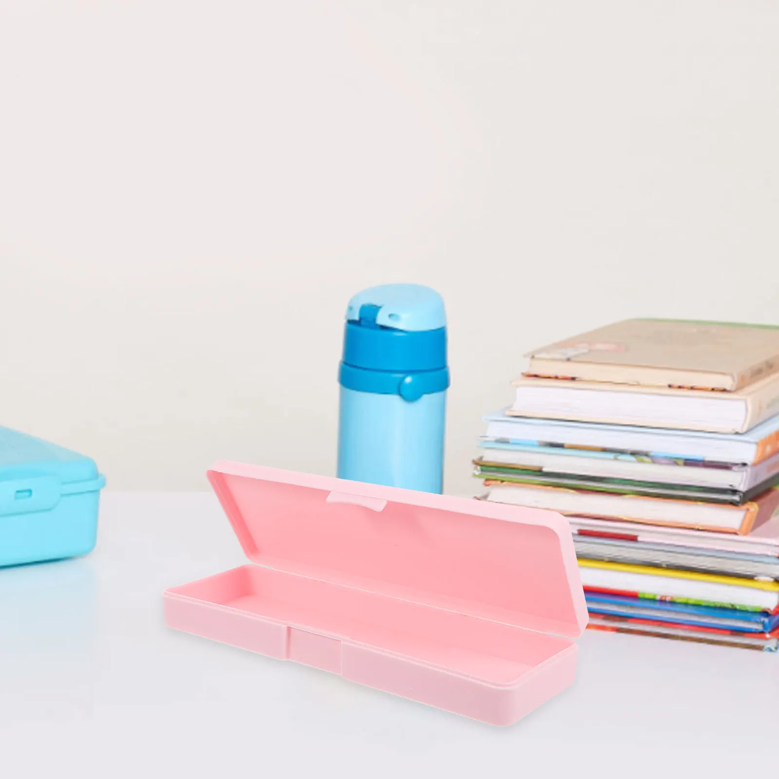 4 قطع من صندوق أقلام الرصاص البلاستيكي المتين وخفيف الوزن للأقلام وأقلام الرصاص وحقيبة تخزين محمولة للطلاب #4