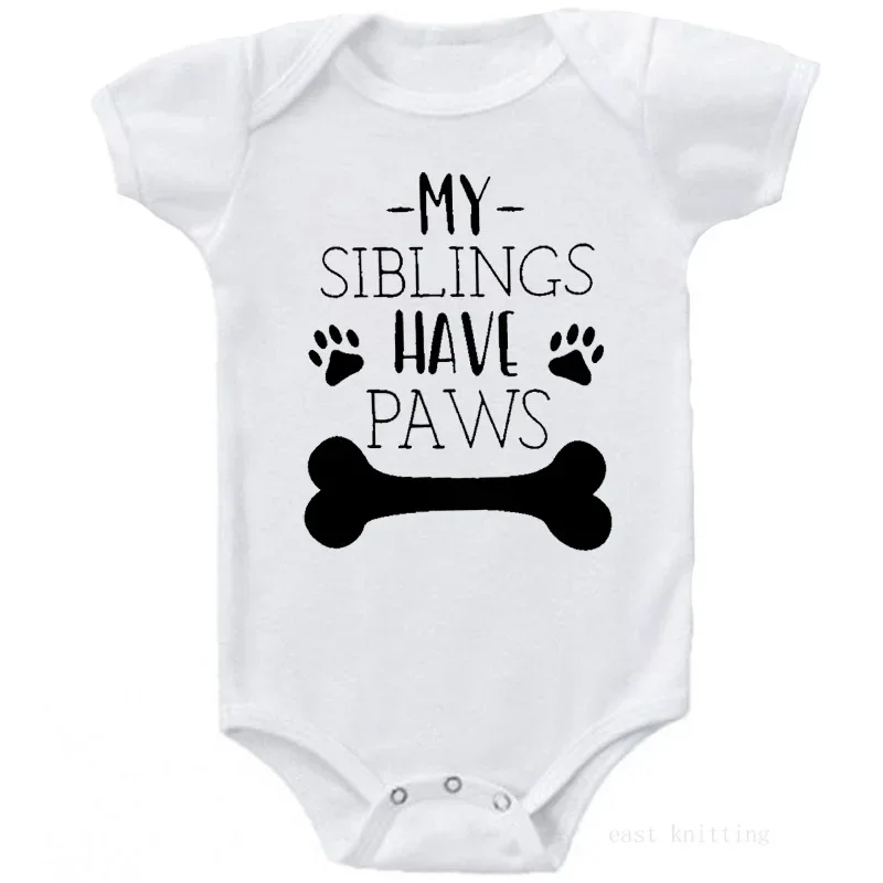 MY SIBLINGS HAVE PAW Print Baby Romper Costumes Newborn Baby One-pieces Clothes Cotton Onesie Infant Jumpsuit Ropa Bebe Playsuit