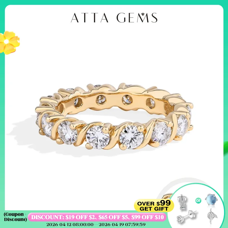 

ATTAGEMS Full Moissanite Rings D Color VVS1 Round Cut 3.5mm S925 Sterling Silver For Women Engagement Wedding Bands Fine Jewelry