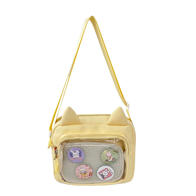 

Women's Cute Cat Ear Clear Ita Bag 2026 New Mesh Crossbody Bag with Badge Decor Kawaii Anime Shoulder Bag for Daily & Events