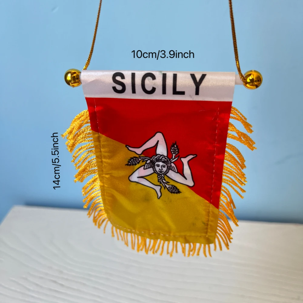 Banderín de Sicilia triskelion – Colgante poliéster para coche - imagen 2