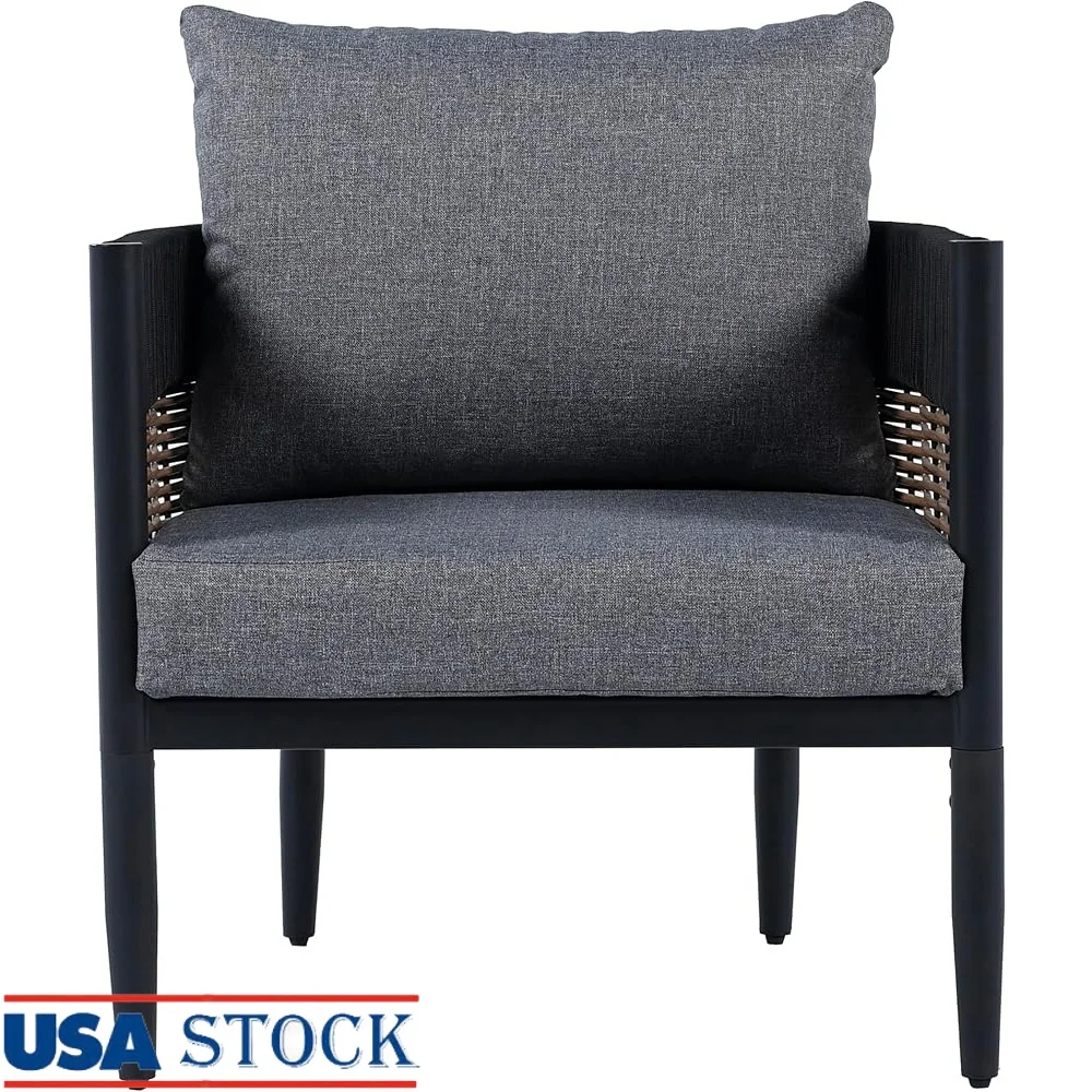 

Outdoor Barrel Back Chair Set of 2 Stylish Cushioned Seating Patio Porch Garden Easy Assembly Chic Design