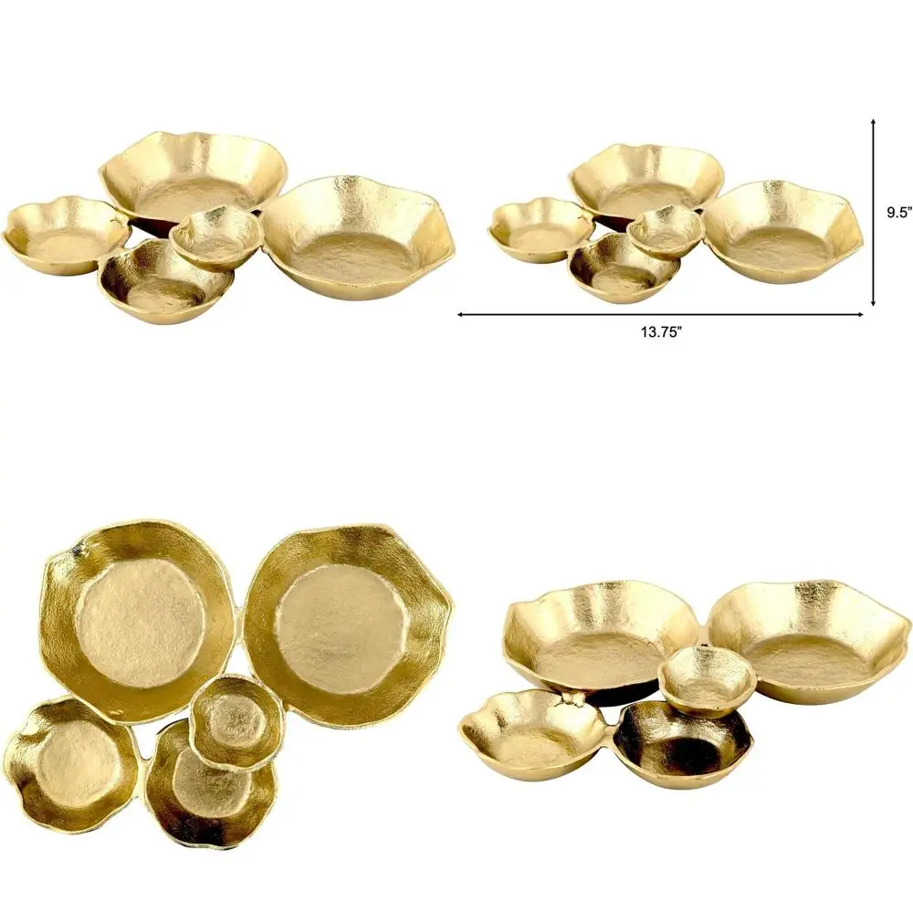 

13.5 Set of 5 Rustic Gold Serving Bowls, Handcrafted Artisan Design