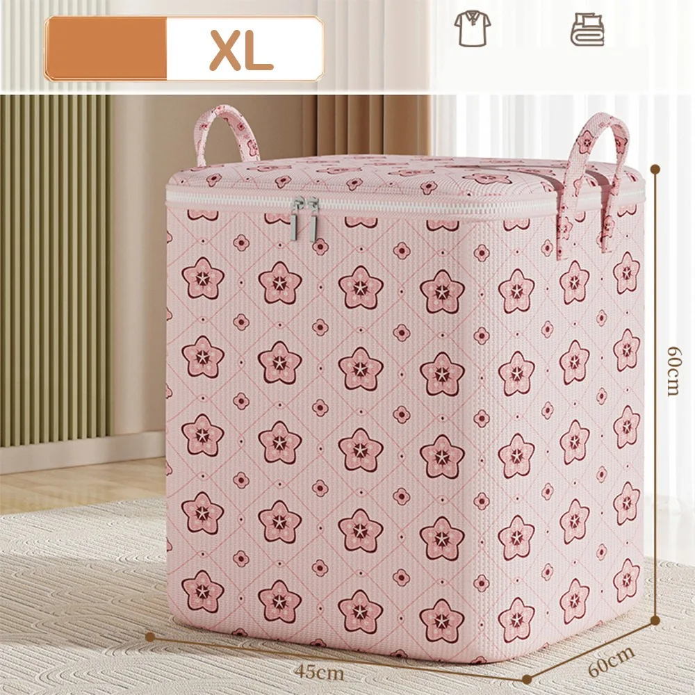 

With Handle Clothes Storage Bins Foldable Clothes Organizer Quilt Storage Bag Dust-Proof Large Capacity Moving Storage Quilt Bag