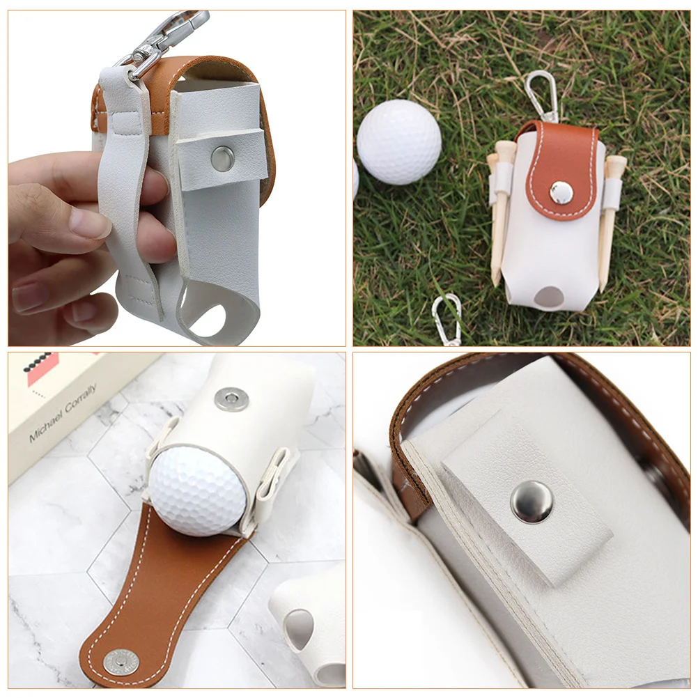 

Golf Ball Bag Mens Tee Pouch Compact Golfs Holder Portable Storage Brown Tees Organizer