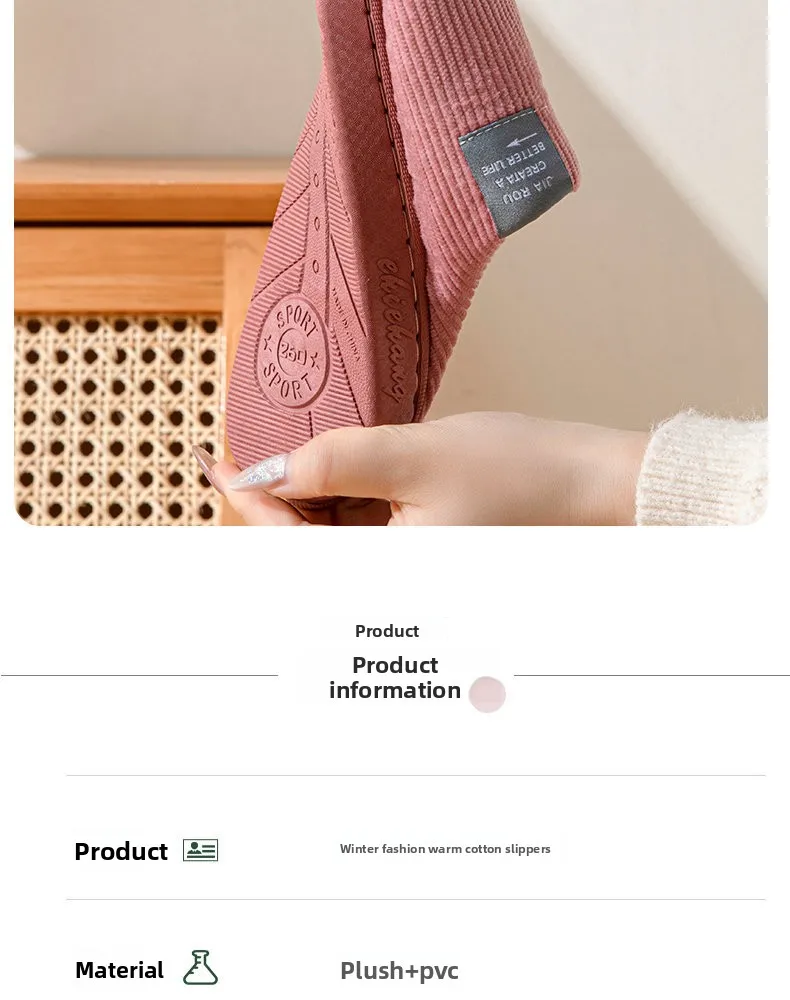 NEUE Damen- und Herren-Hausschuhe, Lässige Dicke Weiche Hausschuhe, Plüsch-Hausschuhe, Rutschfeste Thermo-Hausschuhe, Winter-Flachschuhe für Drinnen – Detail 10