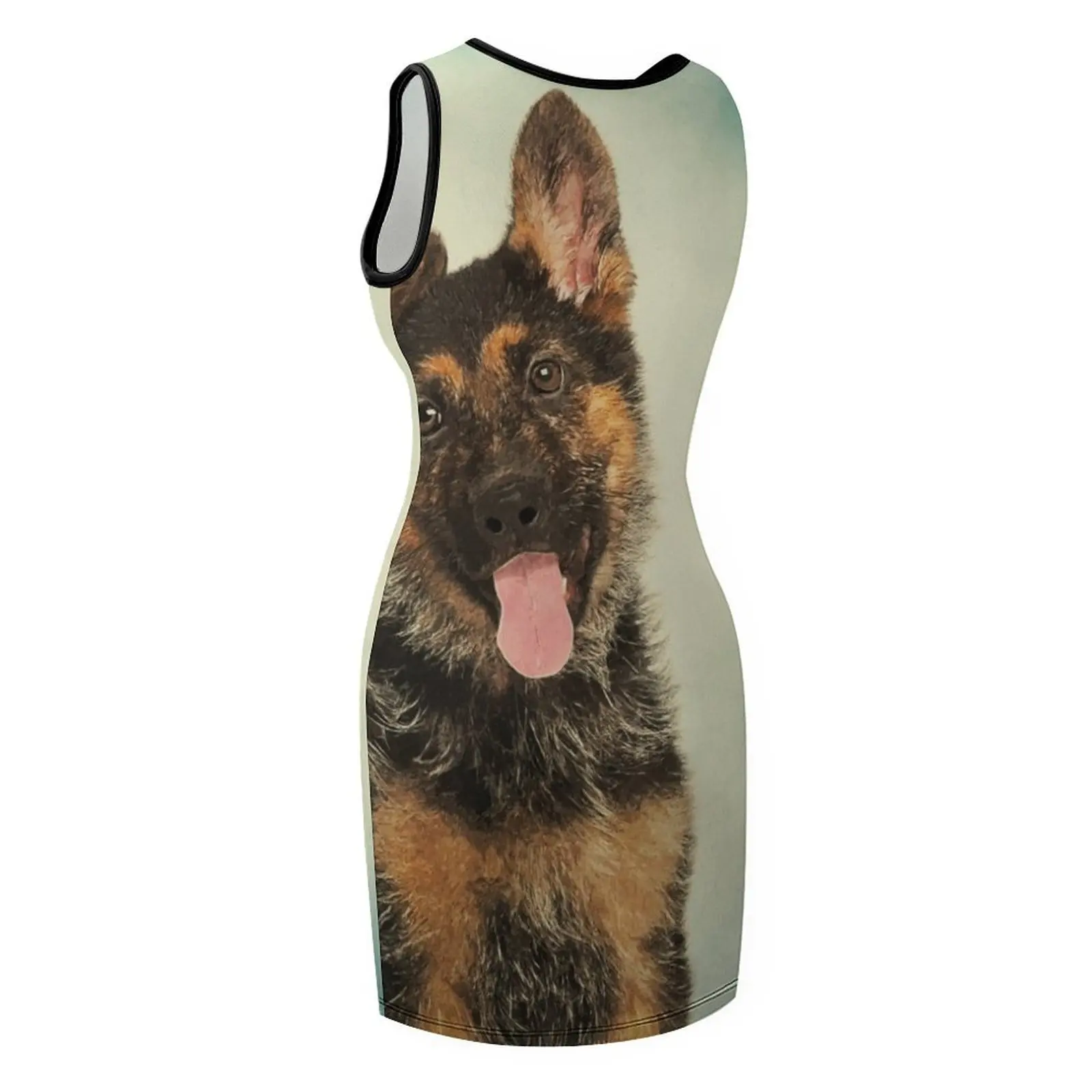 เดรสแขนกุดลายลูกสุนัขพันธุ์เยอรมันเชพเพิร์ด ชุดเดรสหรูหราสำหรับงานปาร์ตี้ ชุดราตรี ชุดออกงาน ชุดแฟชั่นผู้หญิง ชุดเดรสผู้หญิง