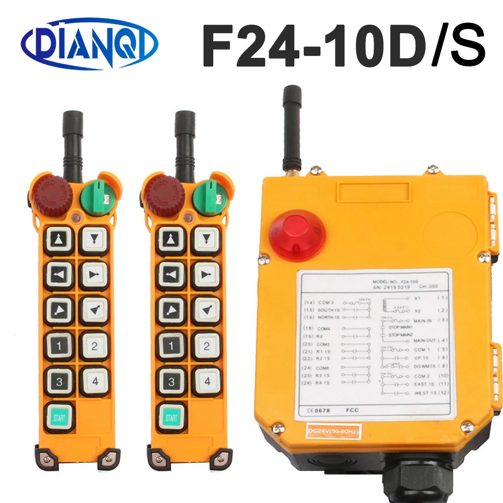 Single/Double speed F24-10 Industrial Wireless Radio remote controller switch for hoist crane driving Lift Switch 10 Button 220V