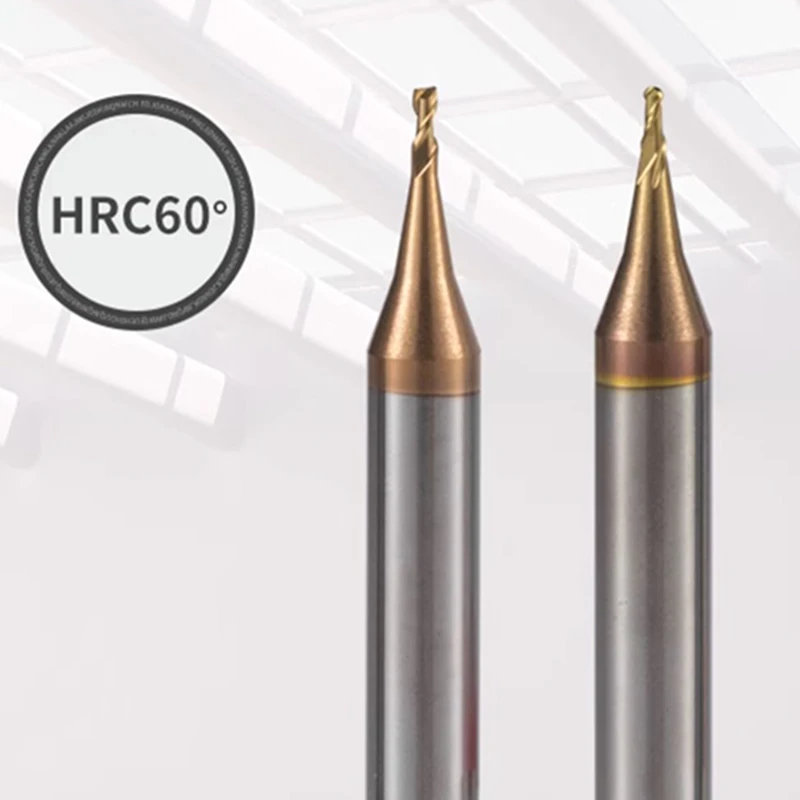 1pcs 2flute HRC60 coating solid carbide end mill 0.2 0.3 0.4 0.5 0.6 0.9 micro flat end milling cutter for CNC deep processing