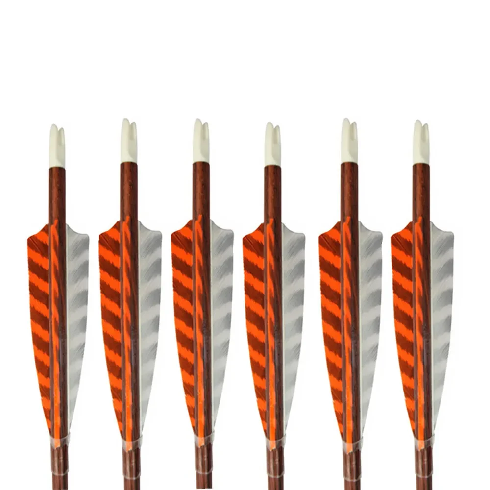 

6X30" SP400 Turkey Feather Wood Carbon Arrows Screw Point Out door Shooting Hunting Archery Arrows
