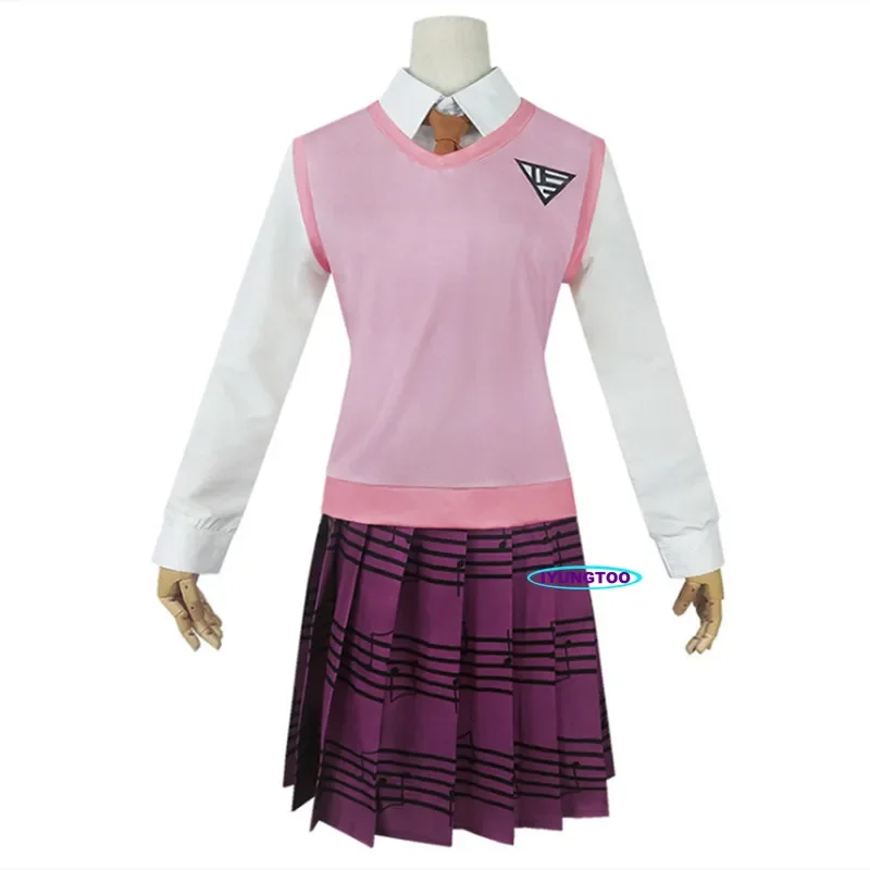 Danganronpa V3 kaade Akamatsu disfraces de cosplay para mujer, vestidos de anime, camisa, chaleco, falda, calcetines, uniforme escolar JK para niña
