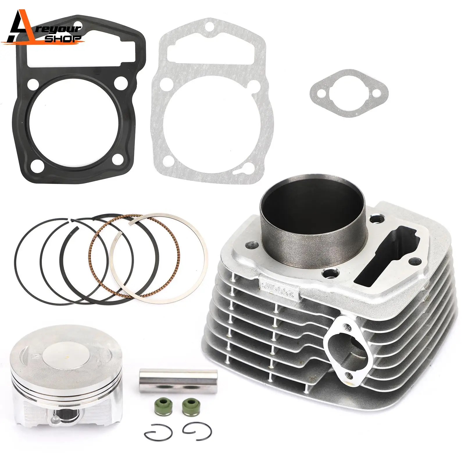 Areyourshop Cylinder Piston Gaskets Kit 65.5mm Upgrade For Honda 250CM3 ATC200 XL200 250cc 16214-KPS-900 16214-KPS-901 Motor