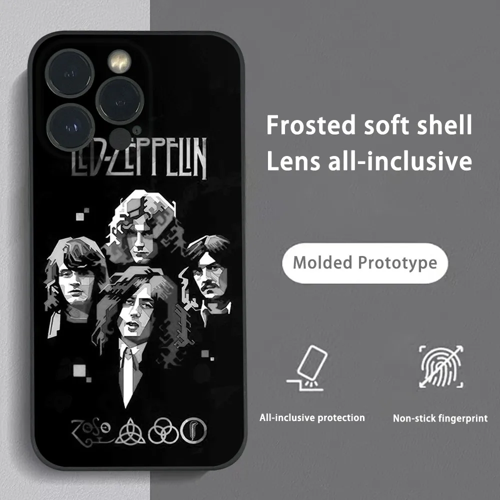 L-Led Band Z-Zeppelin Phone Case For iPhone 15 14 13 12 11 Pro Xs Max Mini XR X 7 8 Plus Black Frosted Soft Shell Funda