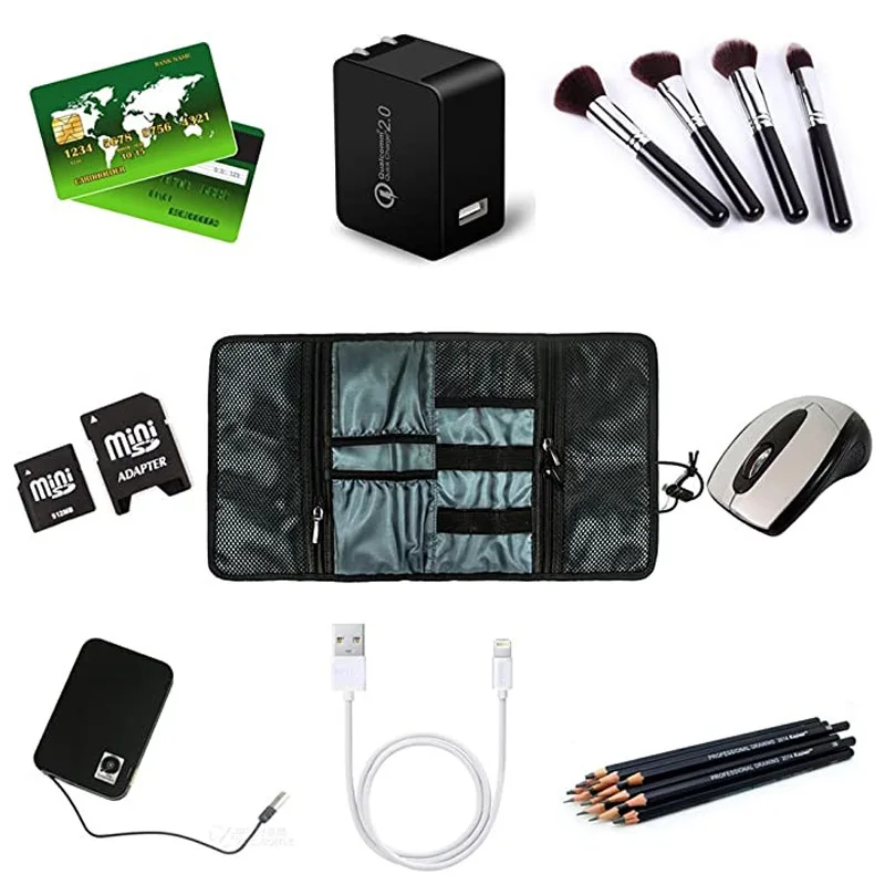 ProCase Electronic Organizer Cord Pouch, Travel Cable Charger Phone Accessories Bag Organizer Roll up Tech Carrying Case for USB