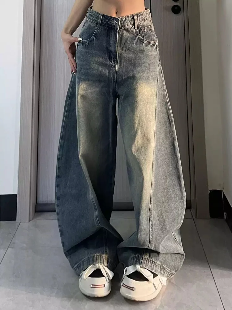 

2026 New American Vibe Style Pants For Men Cut Panel Wide Leg Blade Jeans Hip Hop Loose Floor Length Denim Trousers Streetwear