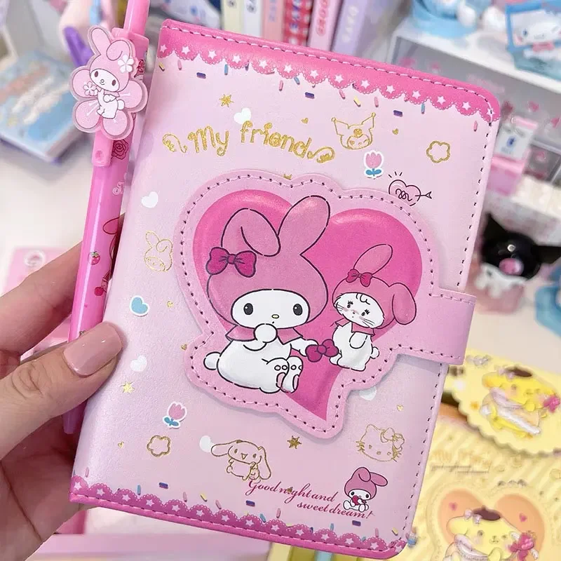 Sanrio Olá Kitty Notebook Gel Pen Set, Cinnamoroll, Kuromi, Notepad portátil, Papelaria, Escritório, Material Escolar, Presentes