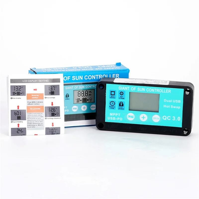MPPT คอนโทรลเลอร์ชาร์จพลังงานแสงอาทิตย์ 100A หลายป้องกันพลังงานแสงอาทิตย์หน้าจอ LCD Fast CHARGING 3.0 เครื่องชาร์จแบตเตอรี่ใช้งานง่าย