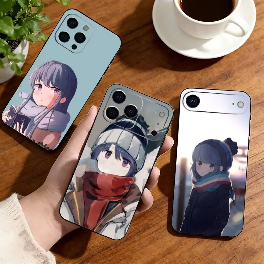 Funda para Teléfono Rin Shima para iPhone 17, 16, 15, 14, 13, 12, 11 Plus, Pro y Otros Modelos, Cubierta Negra Suave