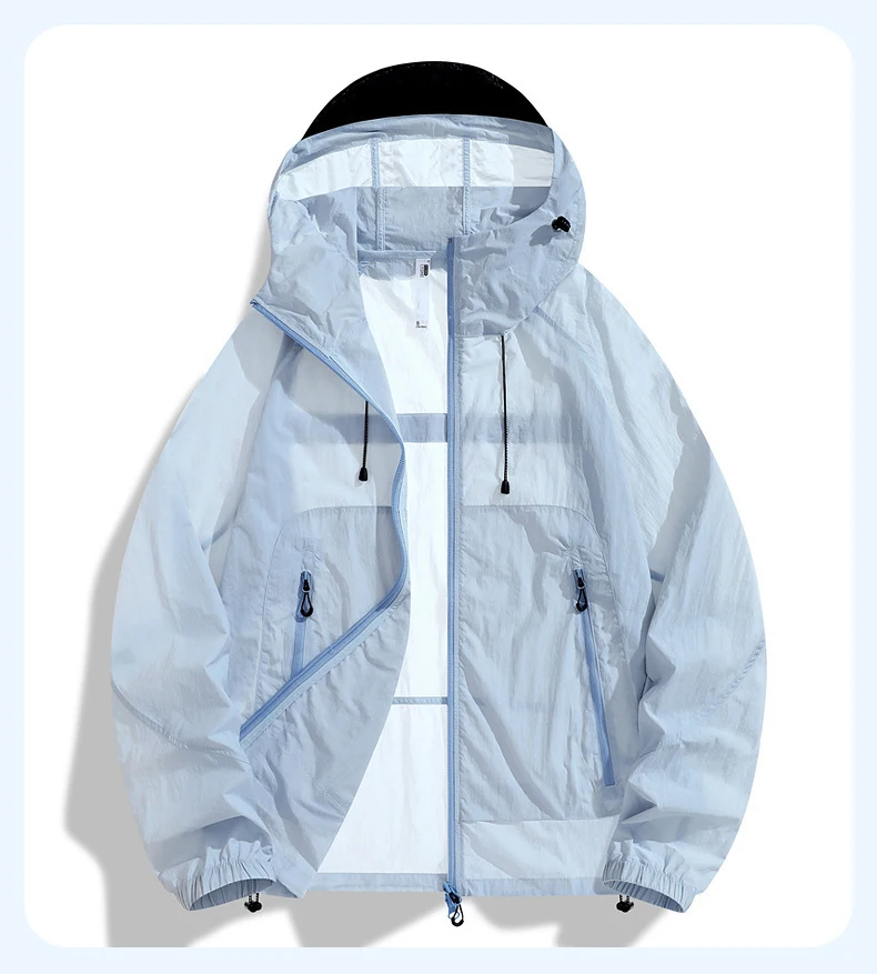 UPF100+ Sonnenschutzkleidung Nylon Schnelltrocknende Dünne Eisseide Hautjacke für Männer und Frauen Outdoor Anti-UV Sonnenschutz Kapuzenjacken – Detail 7