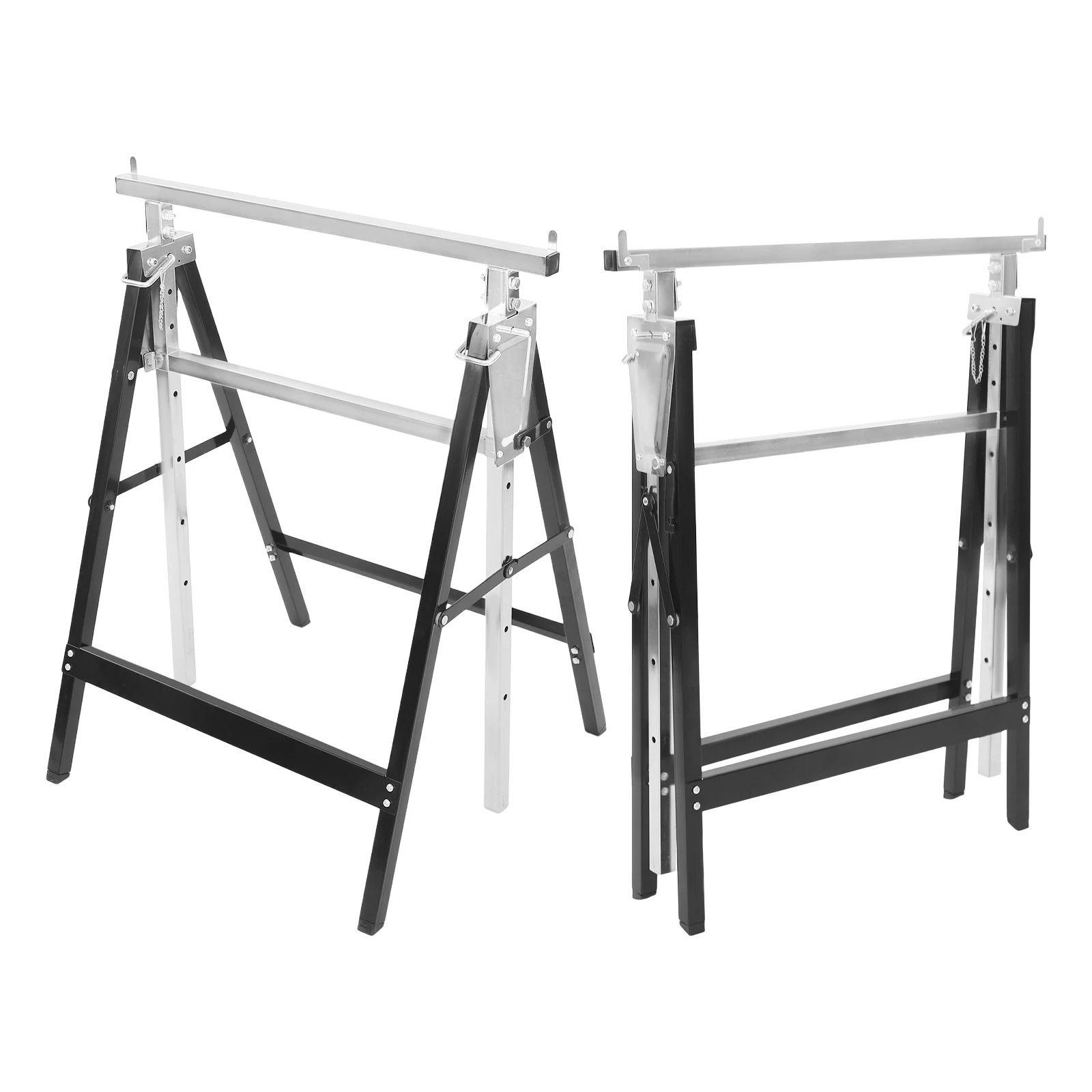 2 قطعة منشار بارتفاع قابل للتعديل | عربة معدنية قابلة للطي لأعمال النجارة | ارتفاع 79-130 سم، تحميل 100 كجم #4