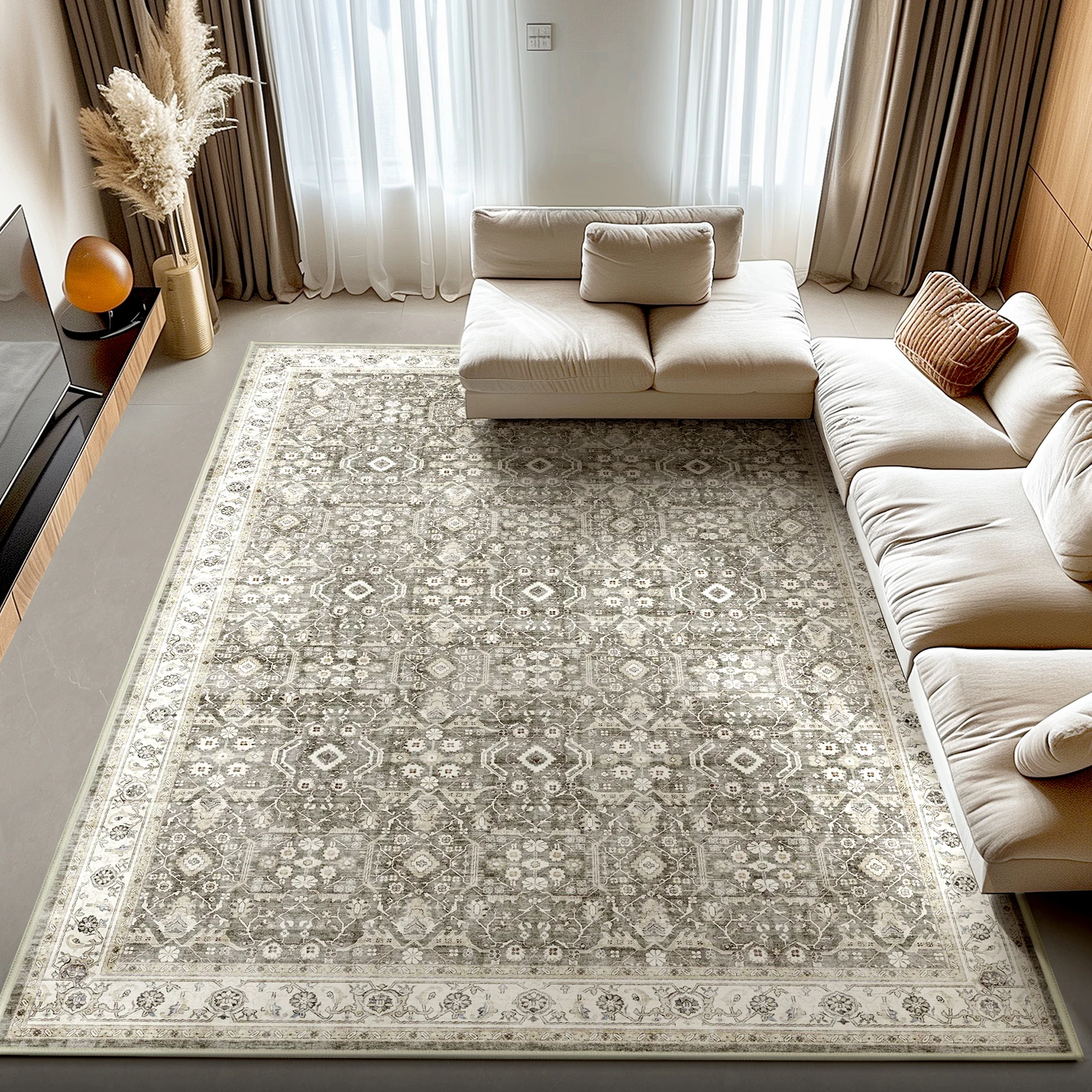 

Witshock LivingRoom Moroccan style carpet Soft Large Modern Abstract Area Boho Vintage Machine Washable NonSlip Carpet home deco