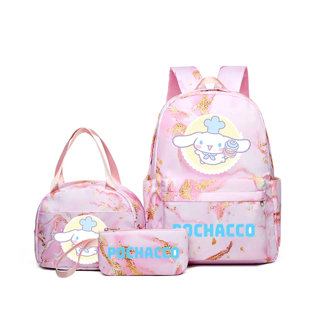

Sanrio Kuromi Hello Kitty Cute School Backpack Set for Girls with Pencil Case and Crossbody Bag 3pcs Large Capacity Travel