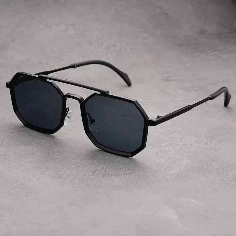 New Double Beam Metal Eyeglasses Large Frame Polygon Sunglasses Fashion Men Glasses Women Eyewear UV400 - view 2