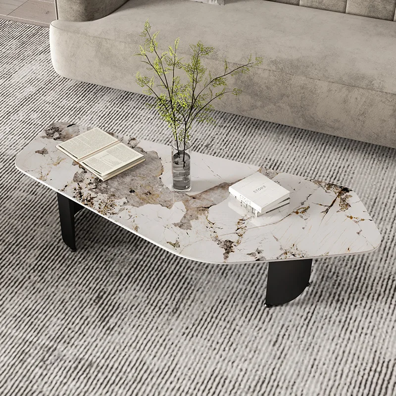 

Italian light luxury rock slab coffee table living room home simple modern special-shaped creativity