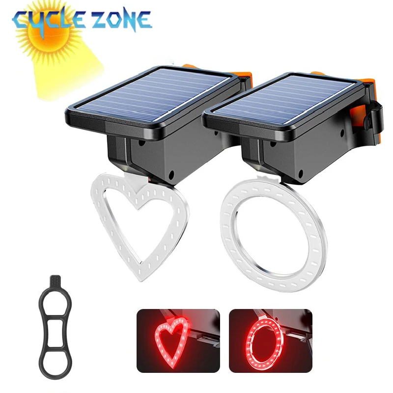 

Solar Bicycle Tail Light Rechargeable Smart Bike Rear Lamp Cycling Safety Night Riding Safety Warning Taillight MTB Accessories