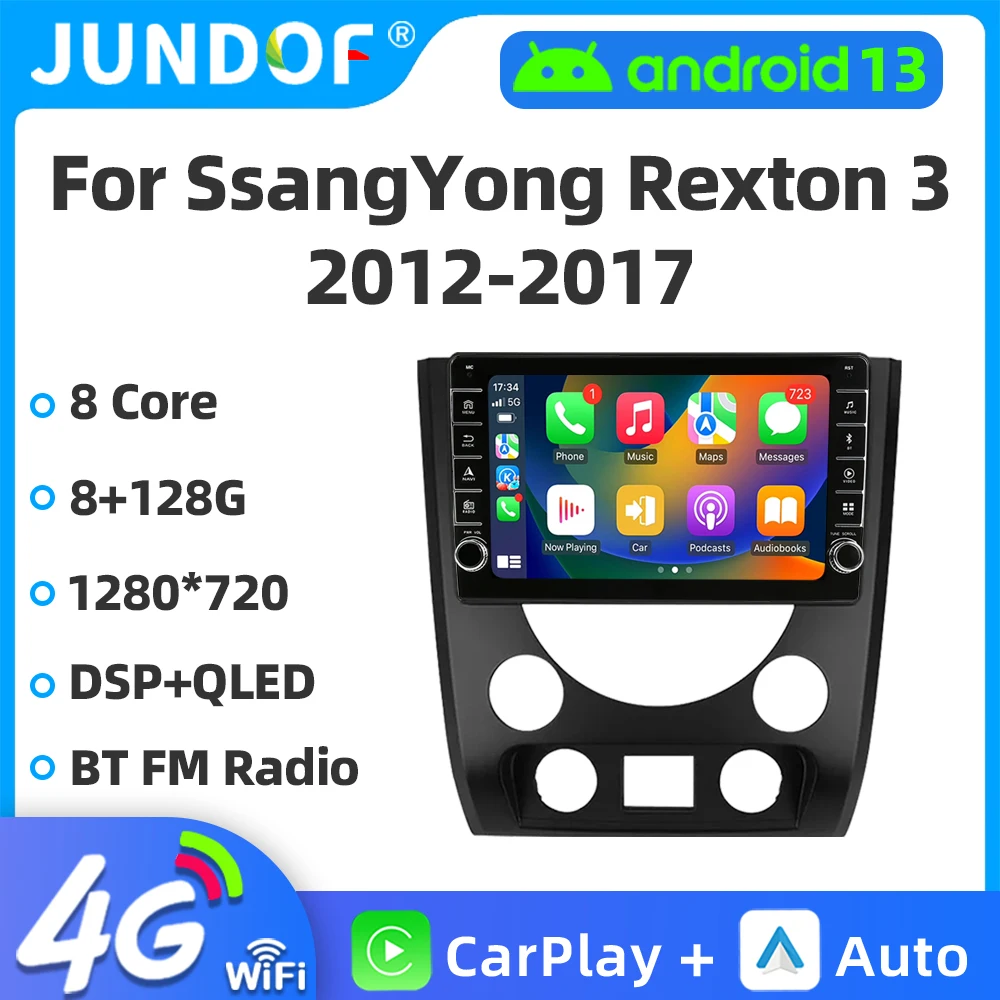 

Android 13 Auto WIFI 4G LTE Car Radio Stereo For SsangYong Rexton W Y290 III 3 2012-2017 Multimedia Navigation GPS Carplay DSP